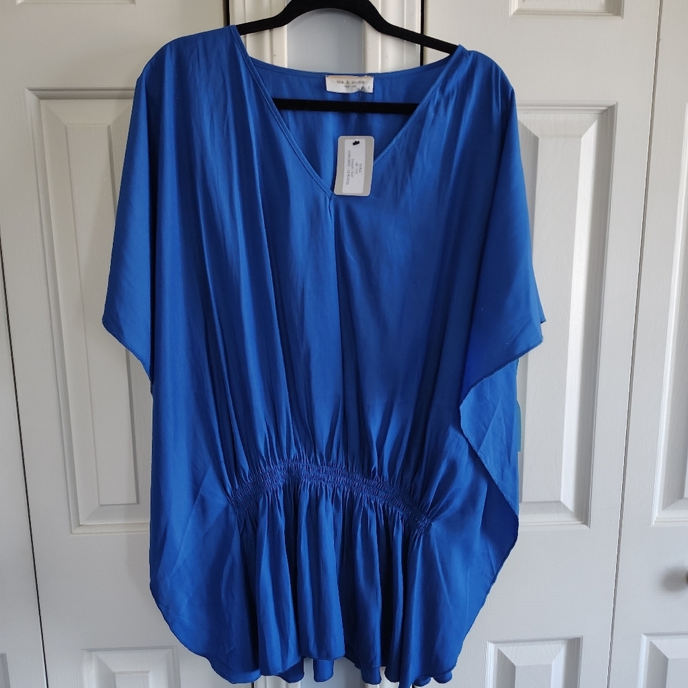 Lola & Sophie Blue Butterfly Style Beach Coverup Top S - Picture 1 of 9